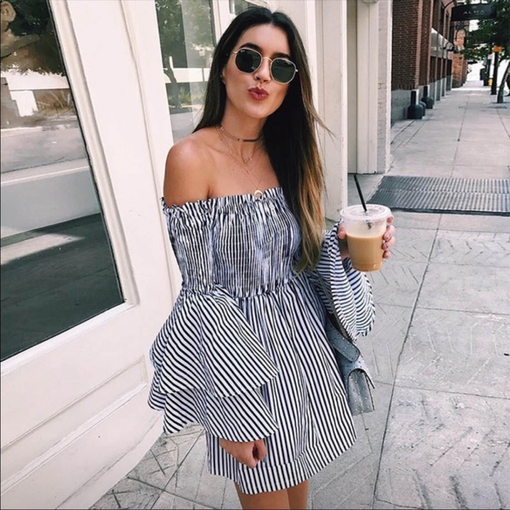 Intermix Festival Striped Off Shoulder Dress - Picture 7 of 8